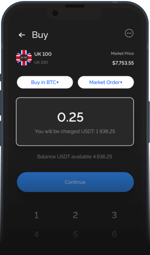 A phone that shows the mobile application interface to purchase