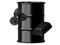 Barrel, coffee beans, and gold bar