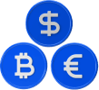 Bitcoin, dollar and euro