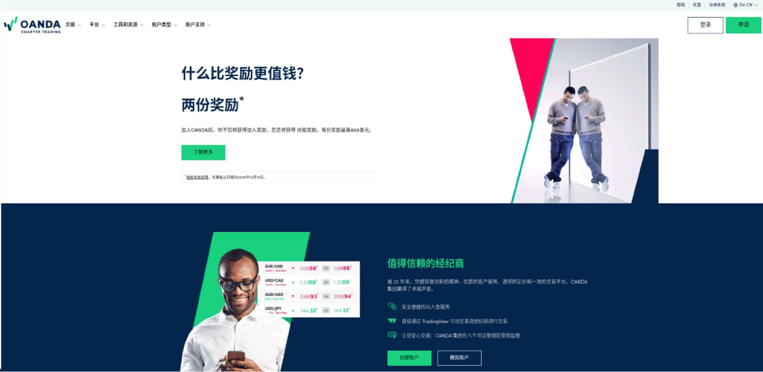 OANDA Singapore forex broker website homepage